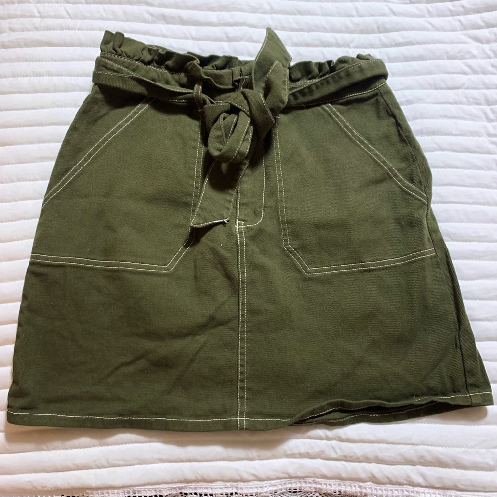 Army Green Skirt with Belt
